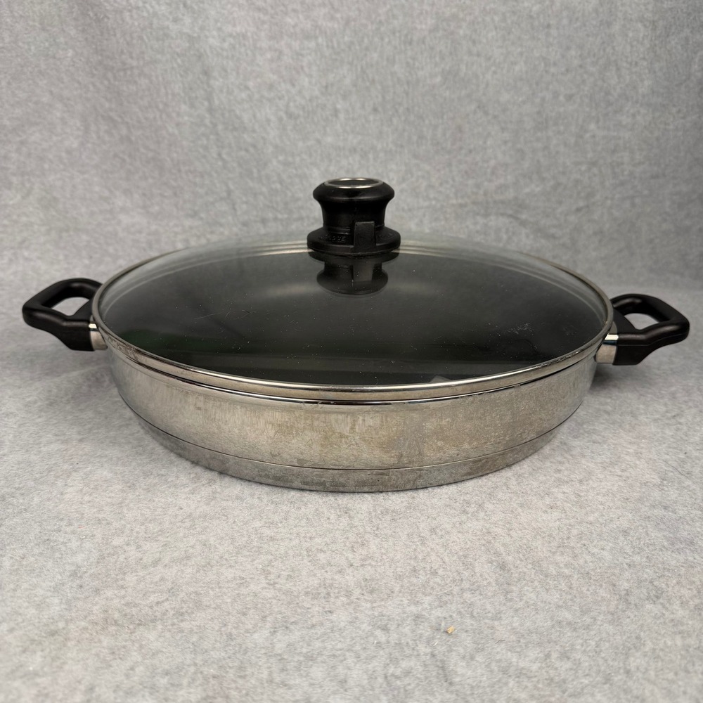 Vintage Ultrex II Divided Skillet Pan 34cm 18/10 Stainless Steel Nonstick w/ Lid